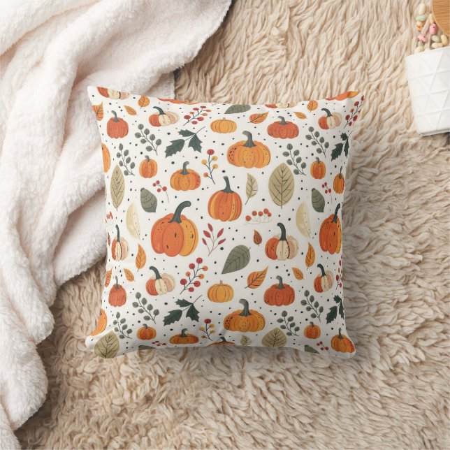 Almofada Autumn Pumpkin & Leaf Patterno | Cozy Fall (Cobertor)