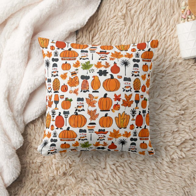 Almofada Autumn Pumpkin & Leaf Patterno | Cozy Fall (Cobertor)