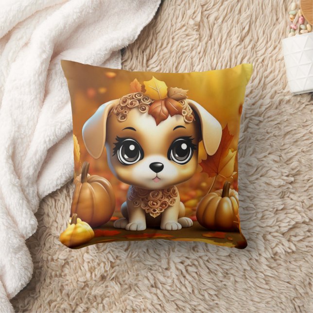 Almofada Autumn Pumpkin Puppy (Cobertor)