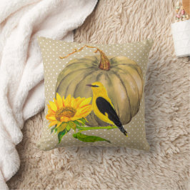 Almofada Autumn Pumpkin Sunflower e Finch