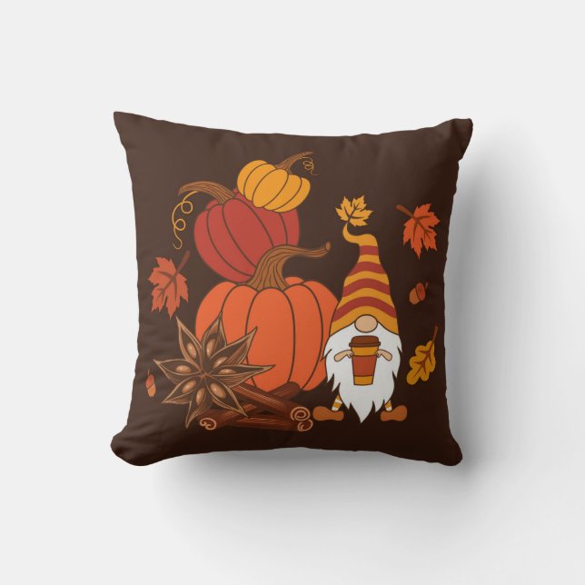 Almofada Autumn Pumpkins Gnome Spice Card (Frente)