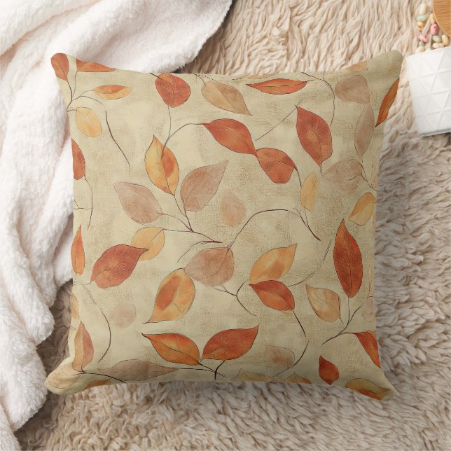 Almofada Autumn Whisper - Fall Leaves in Warm Earth Tones (Cobertor)
