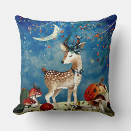 Almofada Autumn Woodland Friends Deer Forest Ilustration