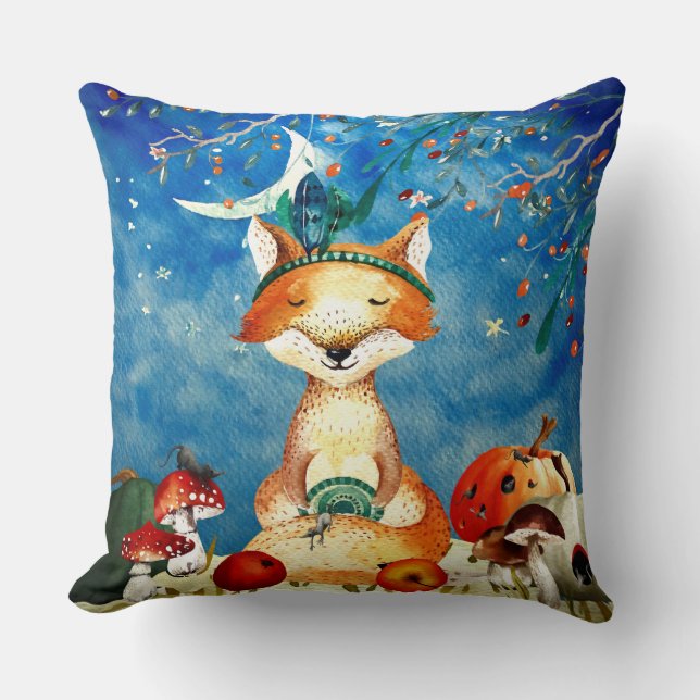Almofada Autumn Woodland Friends Fox Forest Illustration (Frente)