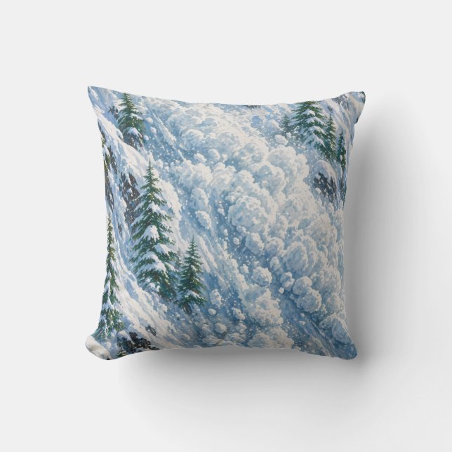 Almofada Avalanche Mountain Snow Scene (Frente)