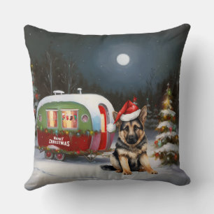 Almofada Aventura de Natal do Caravan, German shepherd de i