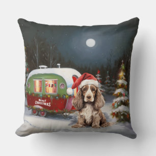Almofada Aventura de Natal do Winter Cocker Spaniel Caravan