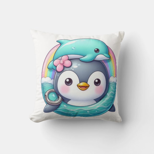 Almofada Aventura do Oceano de Pinguim (Frente)
