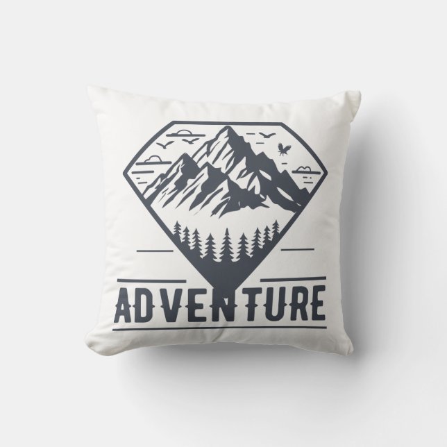 Almofada Aventura para Montanhas Geométricas Modernas (Frente)