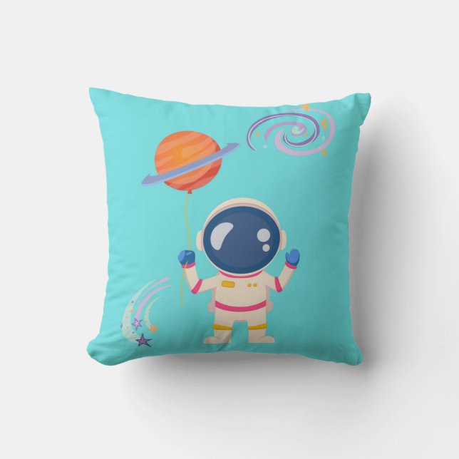 Almofada Aventuras de desenho animado espacial. (Frente)