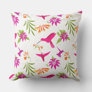 Almofada Aves e Folhas Tropicais