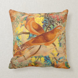 Almofada Aves no Branch Teal, Laranja, Travesseiro decorati
