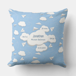 Almofada aviões de papel voador nuvens de natalidade bebê