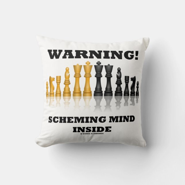 Almofada Aviso! Scheming Mind Dentro Chess Humor (Frente)