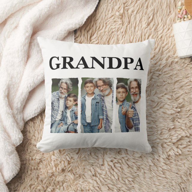 Almofada Avô Colagem de Fotos Personalizadas (Cobertor)