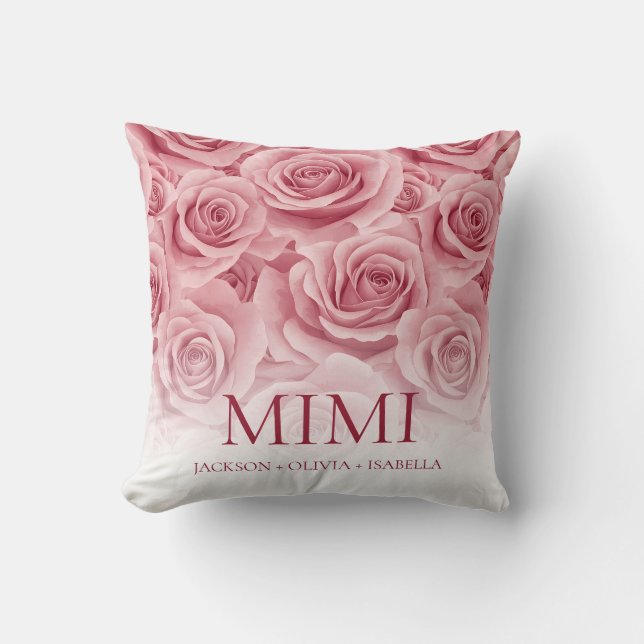 Almofada Avó Nomes dos Netos Rosa Pink Elegante (Frente)