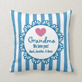 Almofada AVÓ nós amamo-lo com coração e listramo-los B02