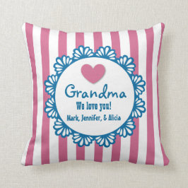 Almofada AVÓ nós amamo-lo com coração e listramo-los B03