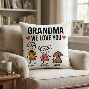 Almofada Avó Nós Amamos Você Ilustração Crianças Amor Famíl