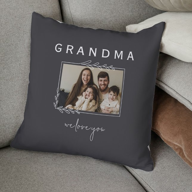Almofada Avó, Nós Te Amo Foto Floral Rústica (Grandma We Love You Rustic Floral Photo Throw Pillow
)