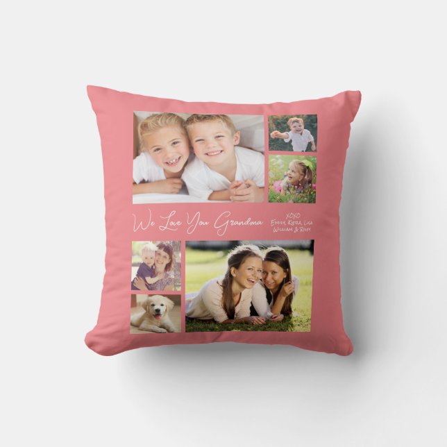 Almofada Avó, Nós Te Amo Fotos Personalizadas Corais (Frente)