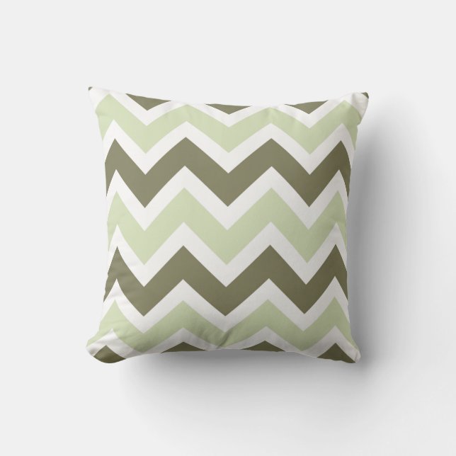 Almofada Avocado e Celery Green Chevron Zigzag Padrão (Frente)