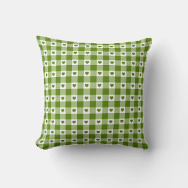 Almofada Avocado Green Heart Plaid Gingham Retro Color
