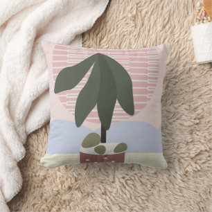 Almofada Avocado Tree Blush Geométrico Suave Rosa Verde
