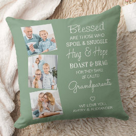 Almofada Avós 3 Foto Personalizada Sage Green