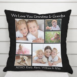 Almofada Avós adoram foto personalizada negra<br><div class="desc">Celebrar os melhores avós de todos os tempos com este travesseiro personalizado de fotos pretas, com 6 imagens em colagem de seus netos, familiares, animais de estimação, etc., "Eu te amo" ou "Nós te amamos", e como elas são endereçadas, por exemplo, "vovó e vovô", "Mãe e Pop de Pop, "...</div>