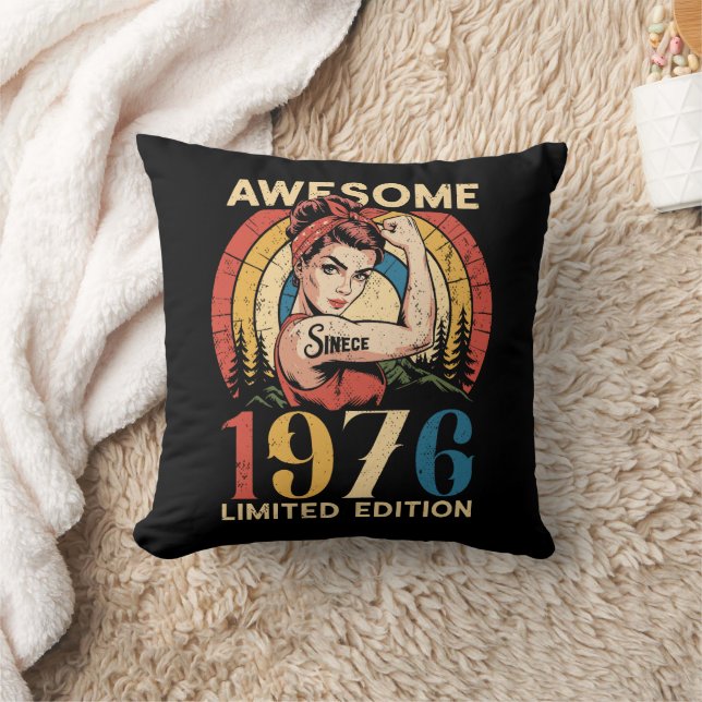 Almofada Awesome Since 1976 50th Women's Birthday Retro  (Cobertor)