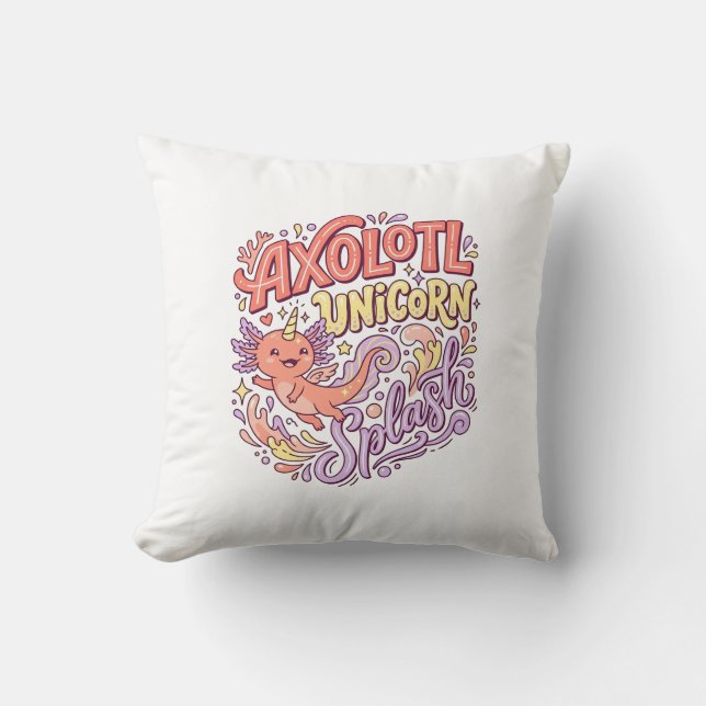 Almofada Axolote Unicórnio Splash Caprichoso Branco Bac (Frente)
