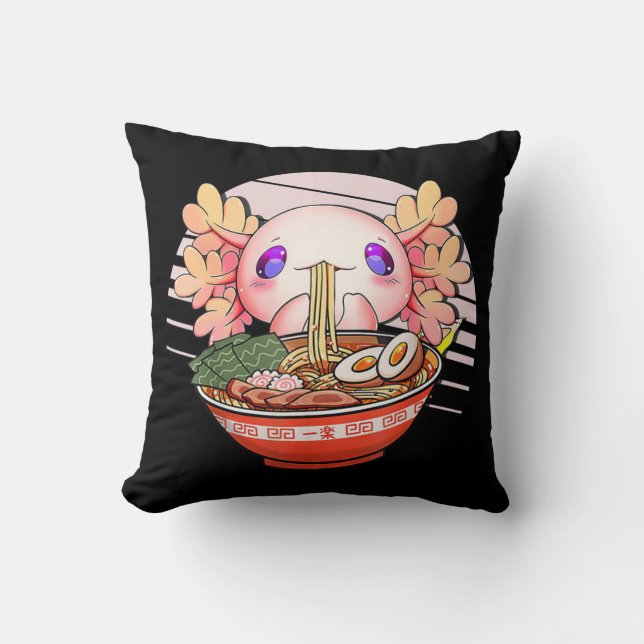 Almofada Axolotl Ramen Noodles Japonês Kawaii Anime Otaku (Frente)