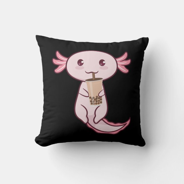 Almofada Axolots Lover Pet Animal Axolotl Bubble Tea Kawaii (Frente)