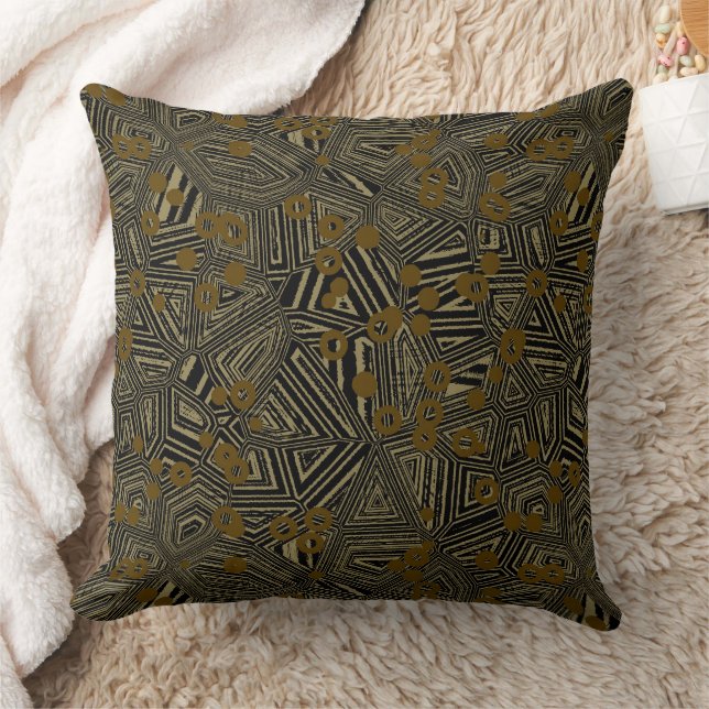 Almofada Azeitona Dourada e abstrato geométrico preto (Cobertor)