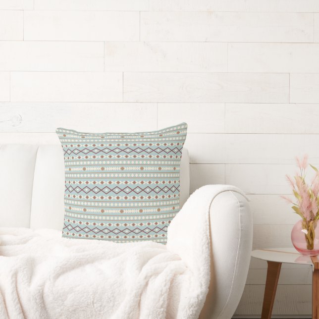 Almofada Aztec Formas Rpt Padrão Rusts Cream Azul-Teal (Sofá)
