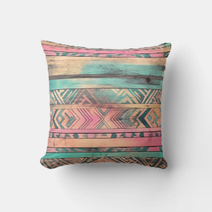 Almofada Aztec Tribal Azul-Sudoeste E Rosa