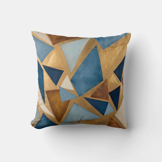 Almofada azuis e abstrato geométrica de metais (Frente)