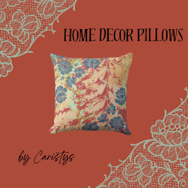 Almofada Azul Abstrato, Amarelo, Vermelho, Verde Contemporâ