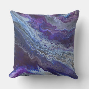 Almofada Azul abstrato moderno, roxo, cinza, branco