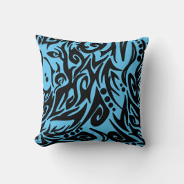 Almofada Azul abstrato preto tribal Design sólido