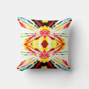 Almofada Azul Amarelo Vermelho no Motif Abstrato de girasso