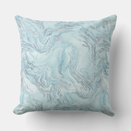 Almofada Azul Aqua Silver Marble Swirls