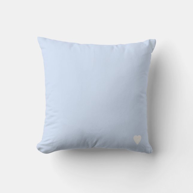 Almofada Azul Bebê Macio Sólido Cor Pastel Com Coração (Frente)
