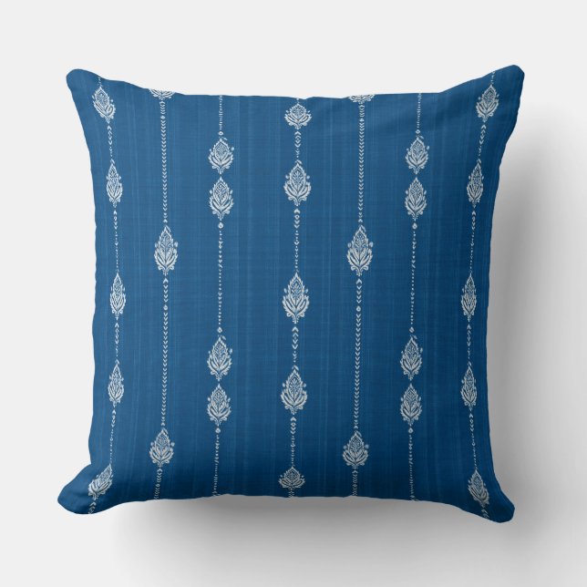 Almofada Azul Boho para Lançar (Frente)