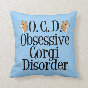 Almofada Azul bonito do Corgi engraçado