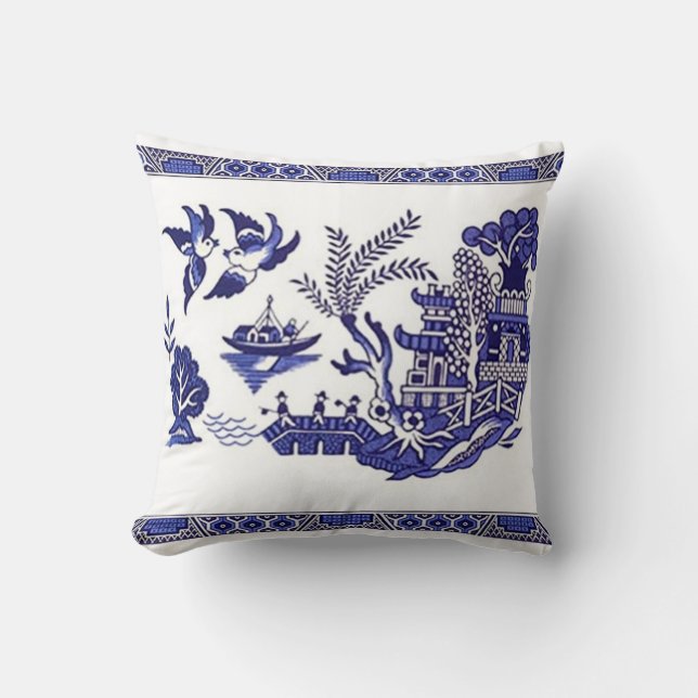 Almofada Azul-branco-Design azul-chinês (Frente)