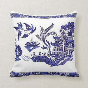 Almofada Azul-branco-Design azul-chinês