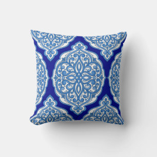 Almofada Azul-branco-luxo, ornamento turco.