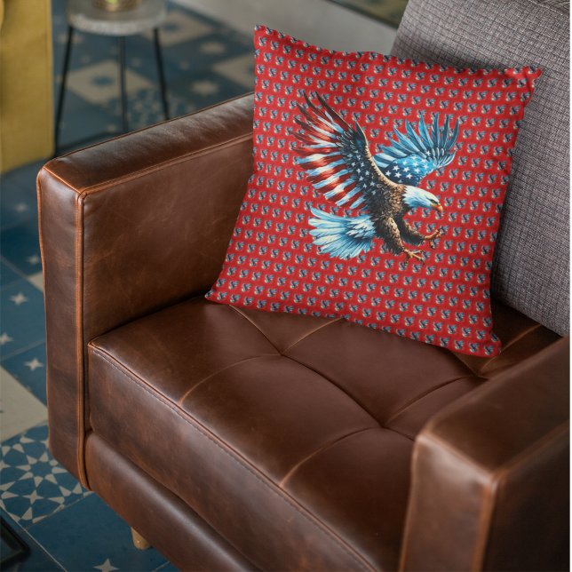 Almofada Azul Branco Vermelho Patriótico Americano (Criador carregado)